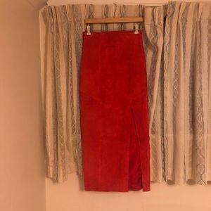 Suede maxi skirt